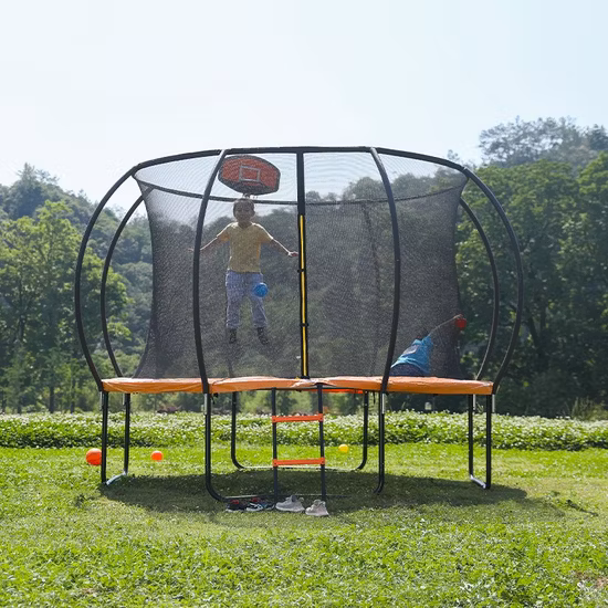 Trampoline d'extérieur pour tout-petits de style renforcé avec poteaux incurvés personnalisés Funjump 12 pieds