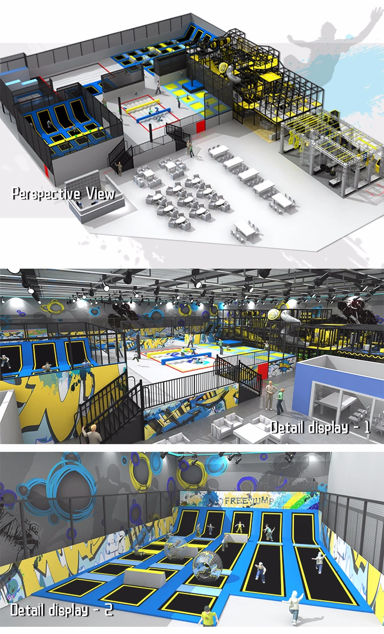 Children Adults Integrated Sports Park Ninja Warrior Trampoline Park for Amusement Park